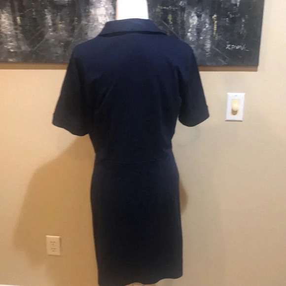 New York & Company Navy Gold Button Front collared Breast Pockets Dress-Size L - Picture 2 of 8